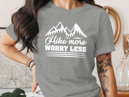 Hike More Worry Less Mountain Graphic Adventure T-Shirt T-Shirt - Outdoor & Adventure Collection - Mile Marker 16 Gear by Cloud 16 Clothing Co.