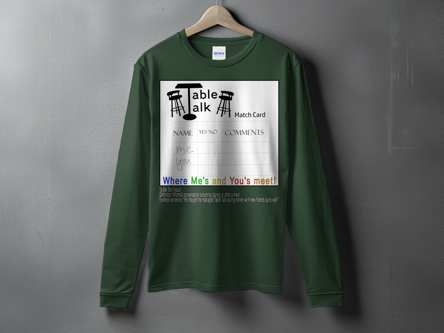 Unique Green Table Talk Match Card Long Sleeve Shirt