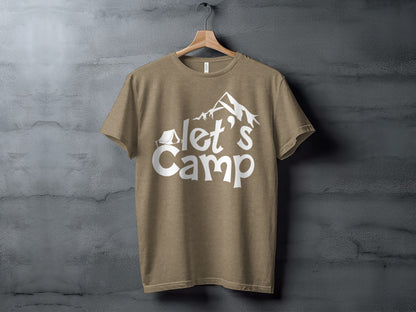 Lets Camp Tent With Mountain T-Shirt T-Shirt - Outdoor & Adventure Collection - Mile Marker 16 Gear by Cloud 16 Clothing Co.