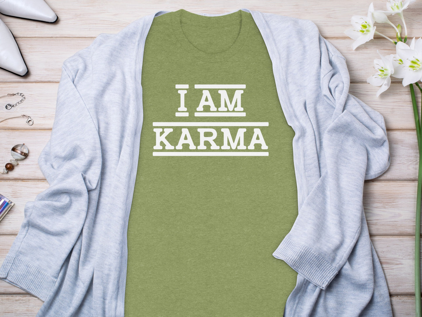 I Am Karma Motivational Graphic Tee Shirt