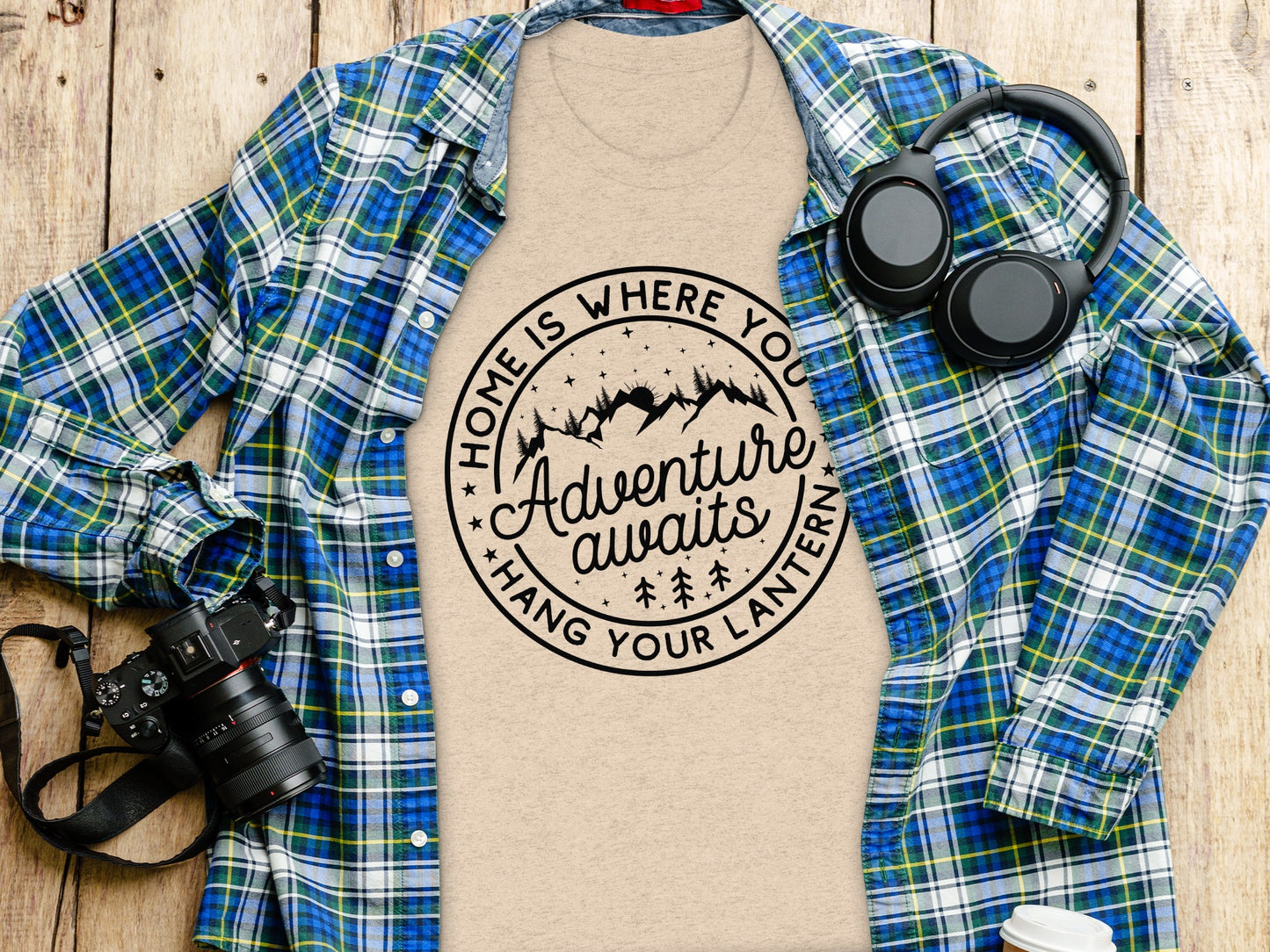 Home Is Where You Hang Your Lantern Adventure Awaits T-Shirt T-Shirt - Outdoor & Adventure Collection - Mile Marker 16 Gear by Cloud 16 Clothing Co.