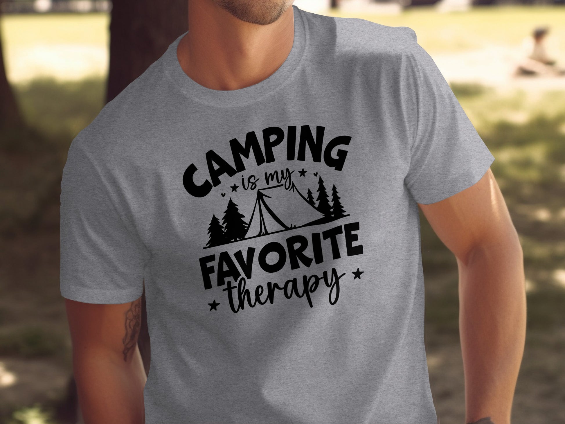 Camping Is My Favorite Therapy Black Text Design T-Shirt T-Shirt - Outdoor & Adventure Collection - Mile Marker 16 Gear by Cloud 16 Clothing Co.
