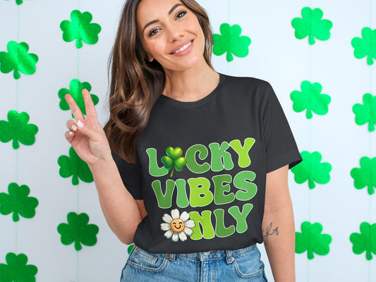 Lucky Vibes Only Graphic Tee for Festive Occasions