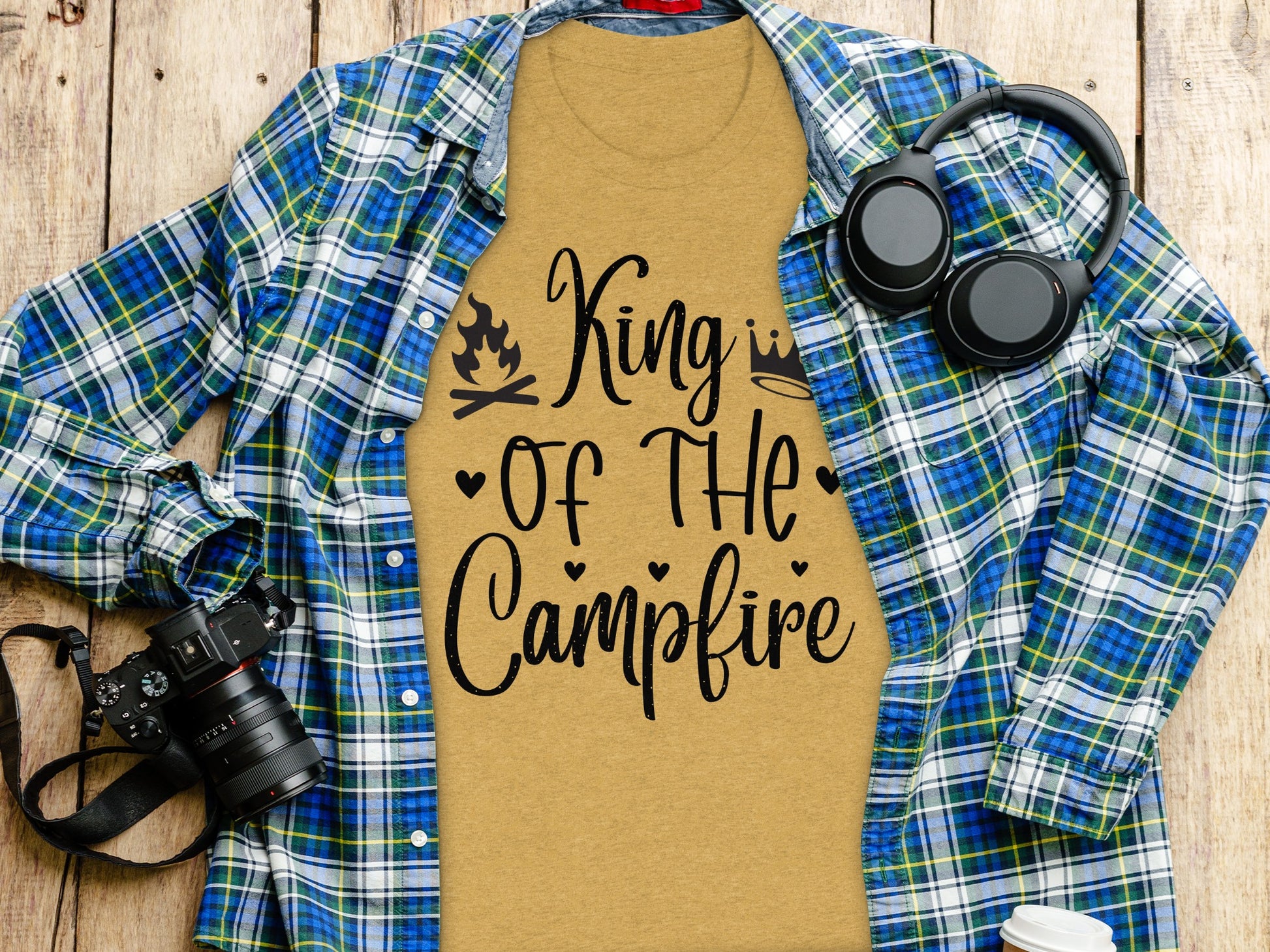 King Of The Campfire With Campfire and Crown T-Shirt T-Shirt - Outdoor & Adventure Collection - Mile Marker 16 Gear by Cloud 16 Clothing Co.