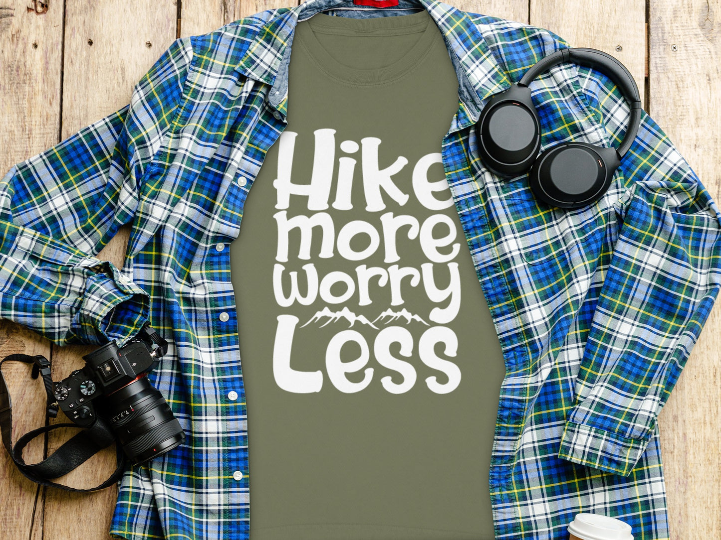 Hike More Worry Less With Mountain Graphic Long Sleeve T-Shirt Long Sleeve Tee - Outdoor & Adventure Collection - Mile Marker 16 Gear by Cloud 16 Clothing Co.