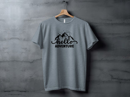 Hello Adventure Mountain Graphic Outdoorsy Scene T-Shirt T-Shirt - Outdoor & Adventure Collection - Mile Marker 16 Gear by Cloud 16 Clothing Co.