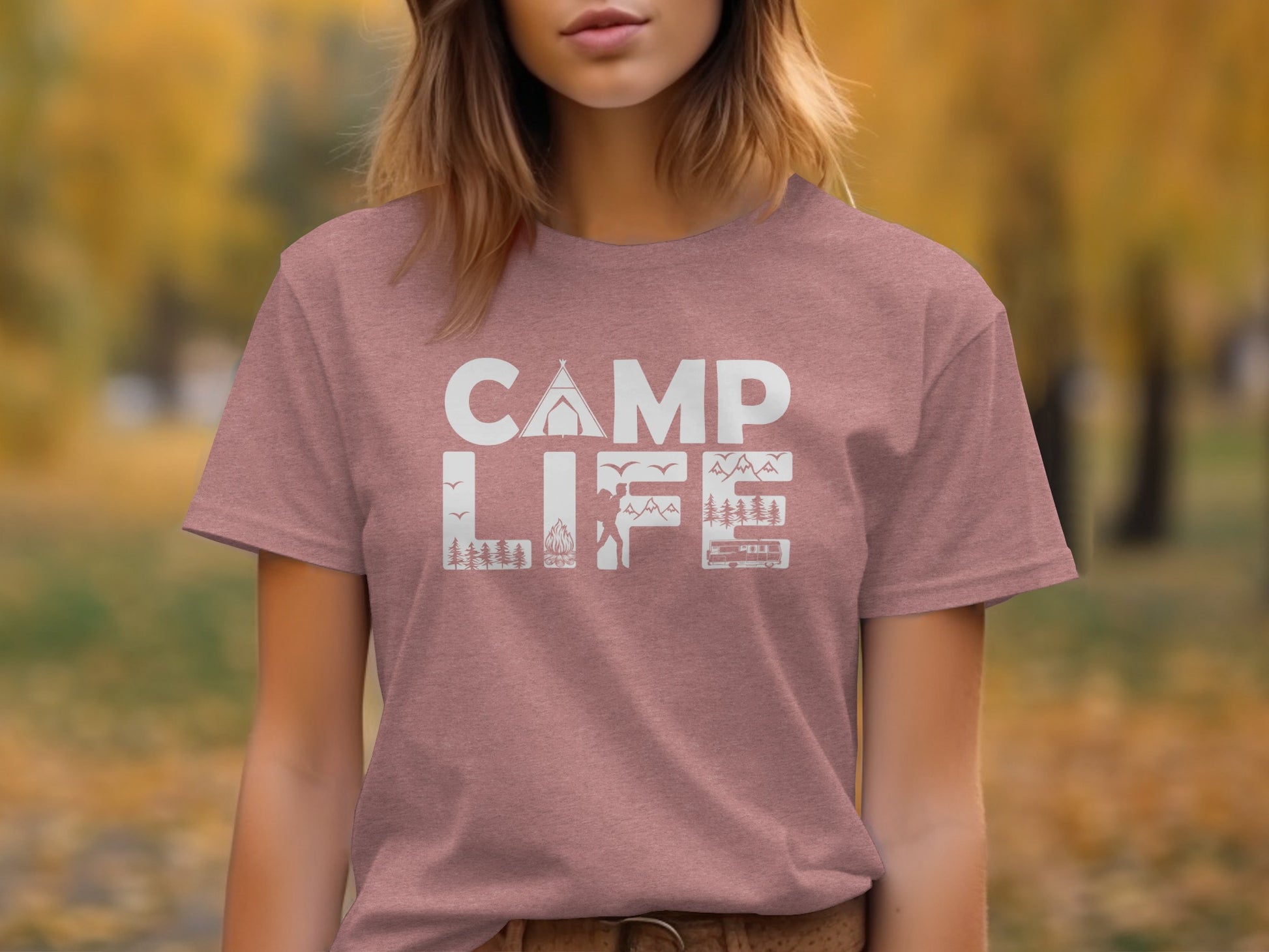 Camp Life Illustration with Tent and Fire Design T-Shirt T-Shirt - Outdoor & Adventure Collection - Mile Marker 16 Gear by Cloud 16 Clothing Co.