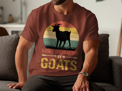 Easily Distracted By Goats Funny Graphic T-Shirt