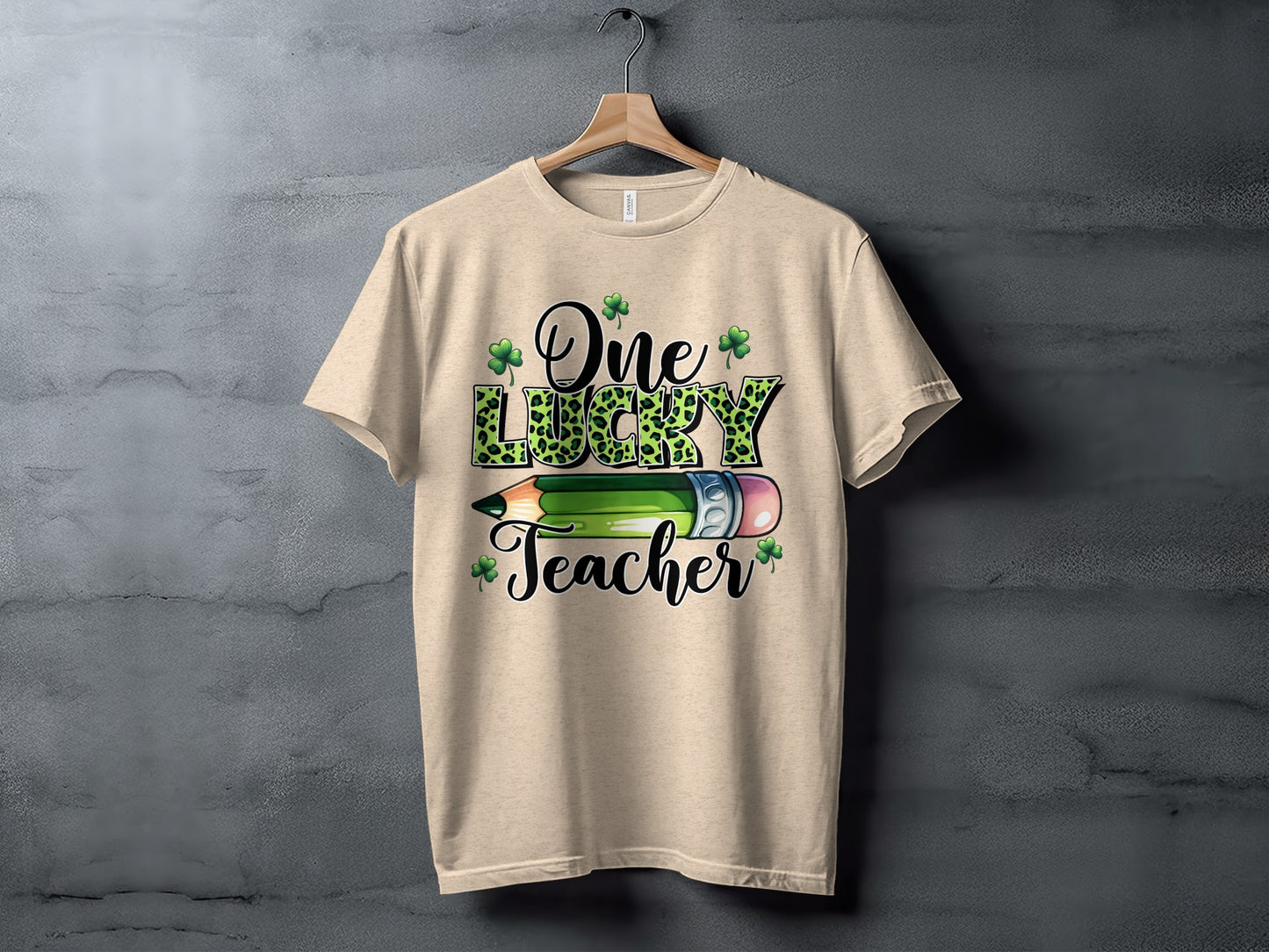 One Lucky Teacher Graphic Tee with Clover Design