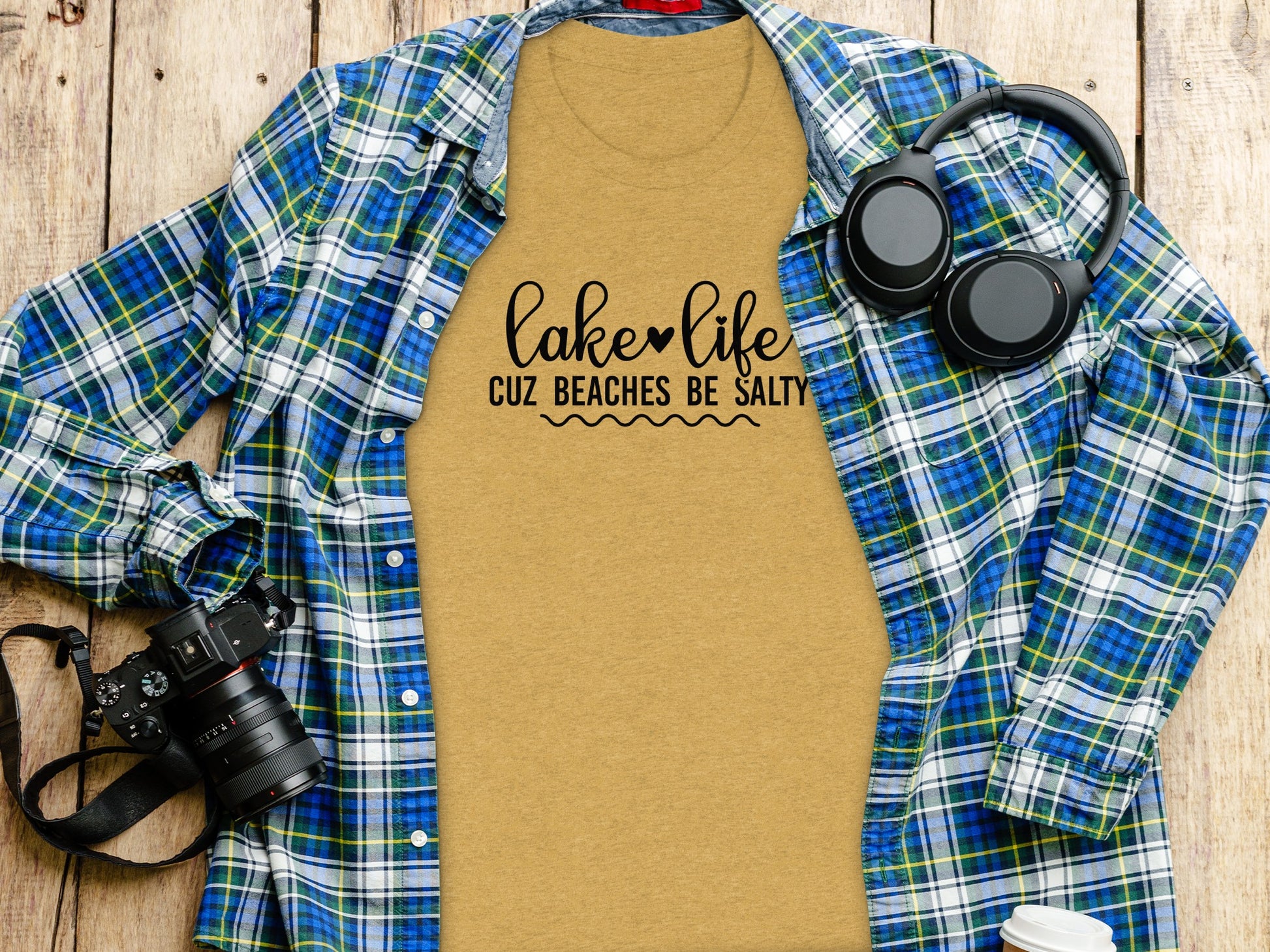 Lake Life Cuz Beaches Be Salty Slogan T-Shirt T-Shirt - Outdoor & Adventure Collection - Mile Marker 16 Gear by Cloud 16 Clothing Co.