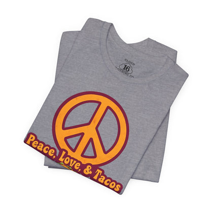 Peace Love Tacos T-Shirt - Funny Foodie Tee for Taco Lovers