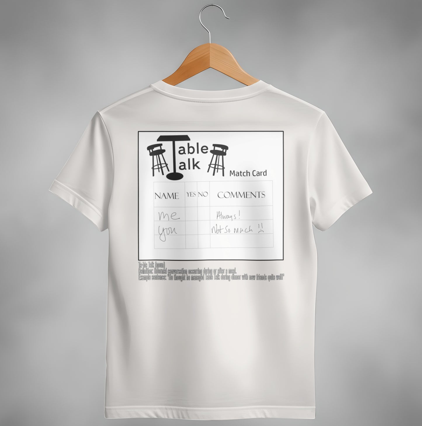 Fun Table Talk Match Card Graphic Tee Shirt