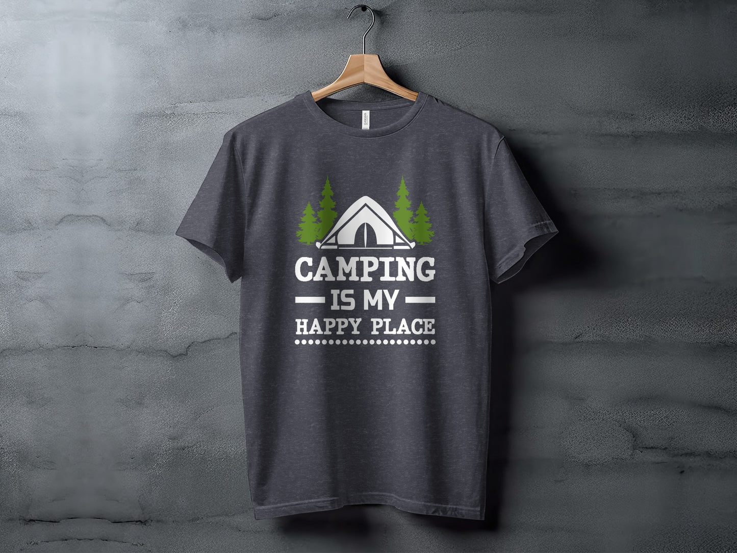 Camping Is My Happy Place Tent And Trees Graphic T-Shirt T-Shirt - Outdoor & Adventure Collection - Mile Marker 16 Gear by Cloud 16 Clothing Co.