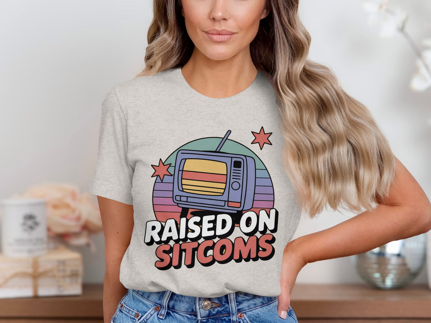 Raised On Sitcoms Retro TV Graphic T-Shirt