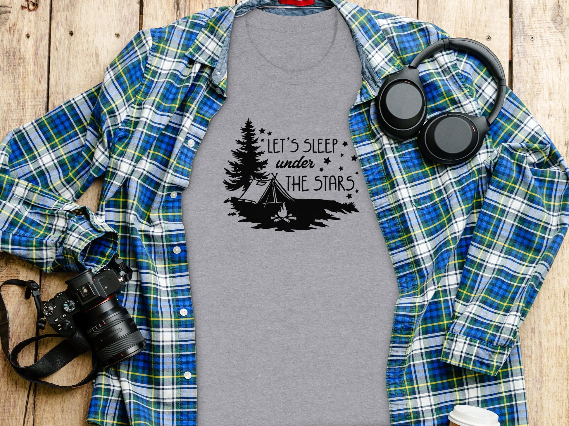 Let's Sleep Under The Stars Adventure Camping T-Shirt T-Shirt - Outdoor & Adventure Collection - Mile Marker 16 Gear by Cloud 16 Clothing Co.
