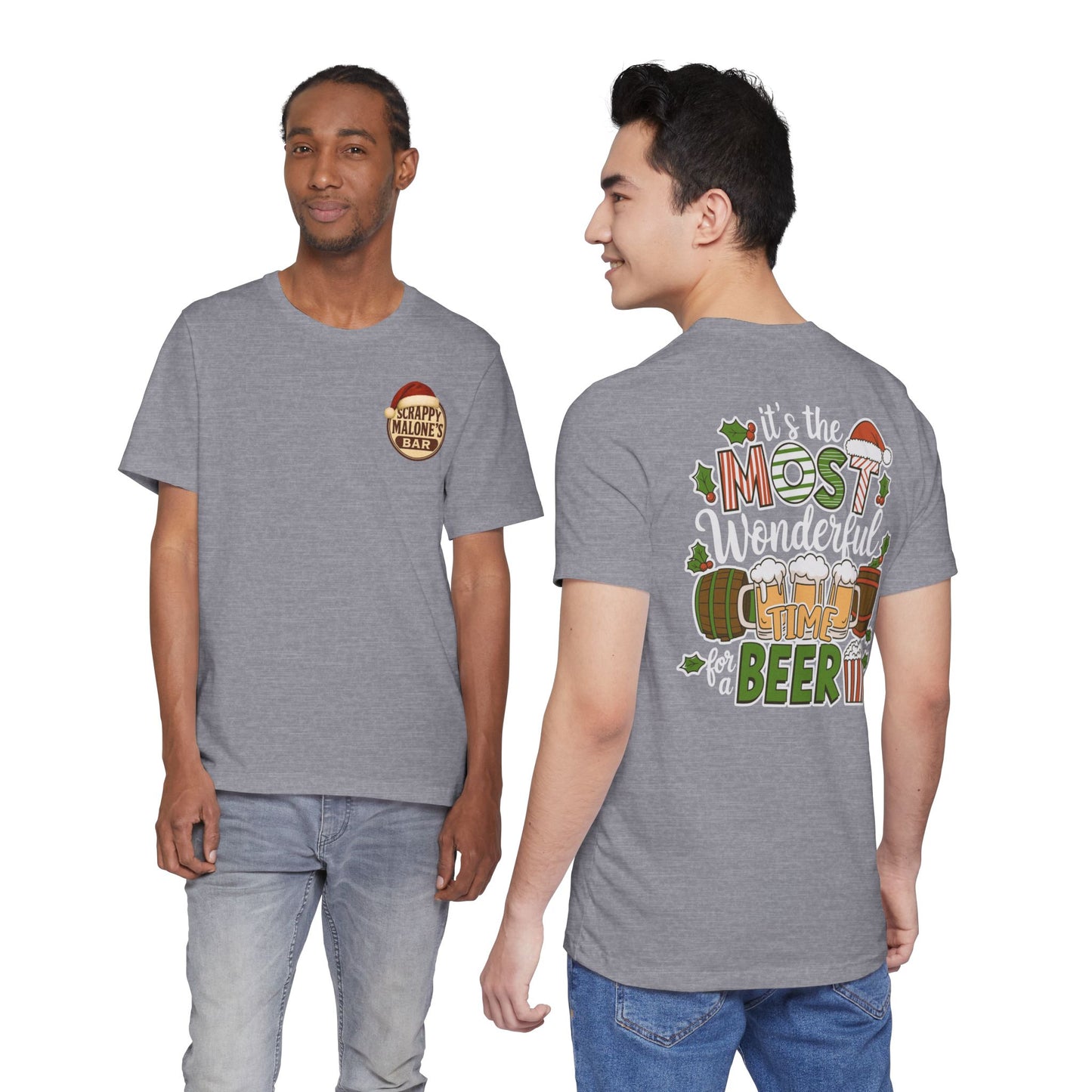 Scrappy Malone's Bar Christmas Tee — "It's the Most Wonderful Time for a Beer"