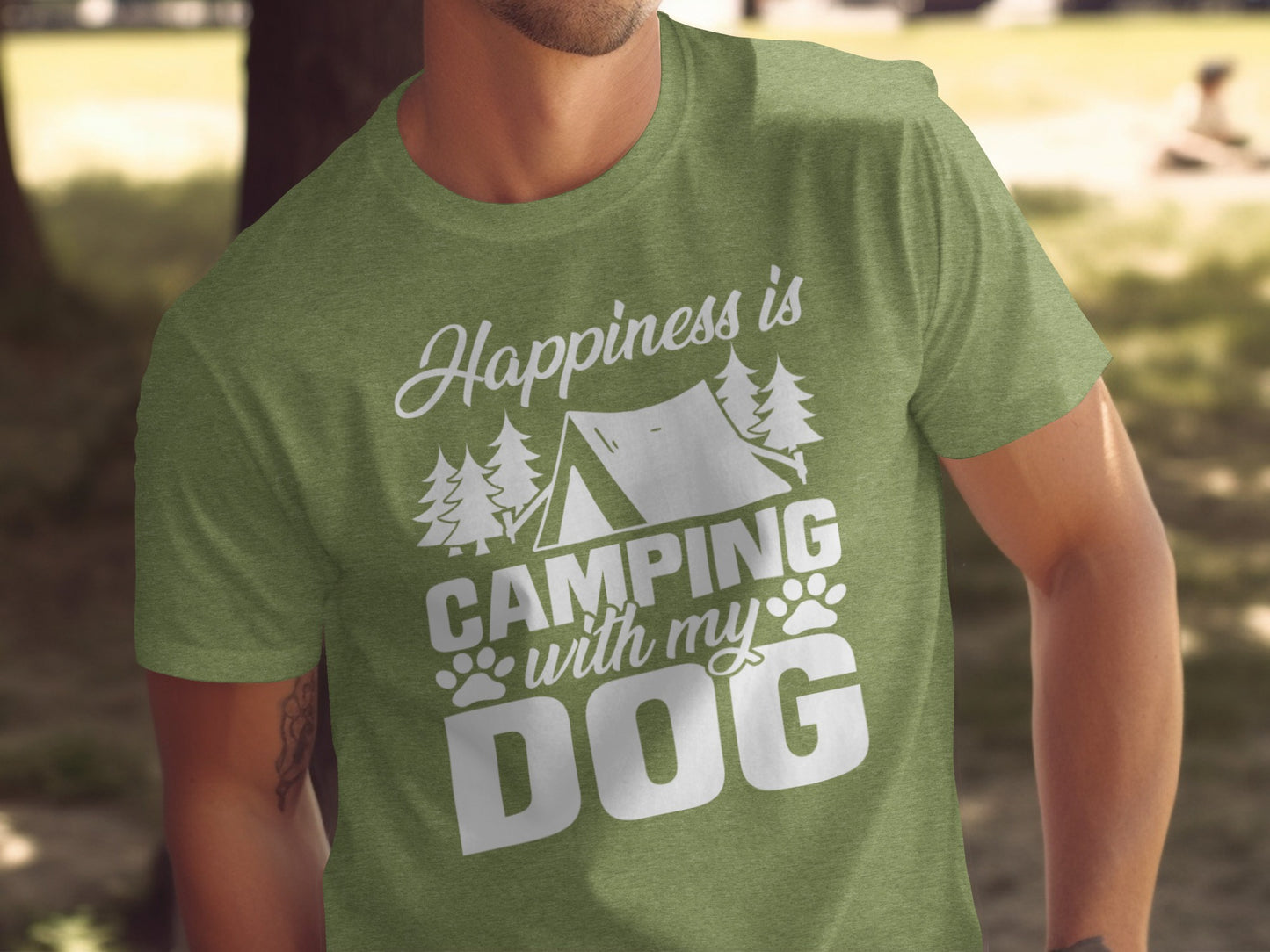 Happiness is Camping with My Dog Awesome Graphic T-Shirt T-Shirt - Outdoor & Adventure Collection - Mile Marker 16 Gear by Cloud 16 Clothing Co.
