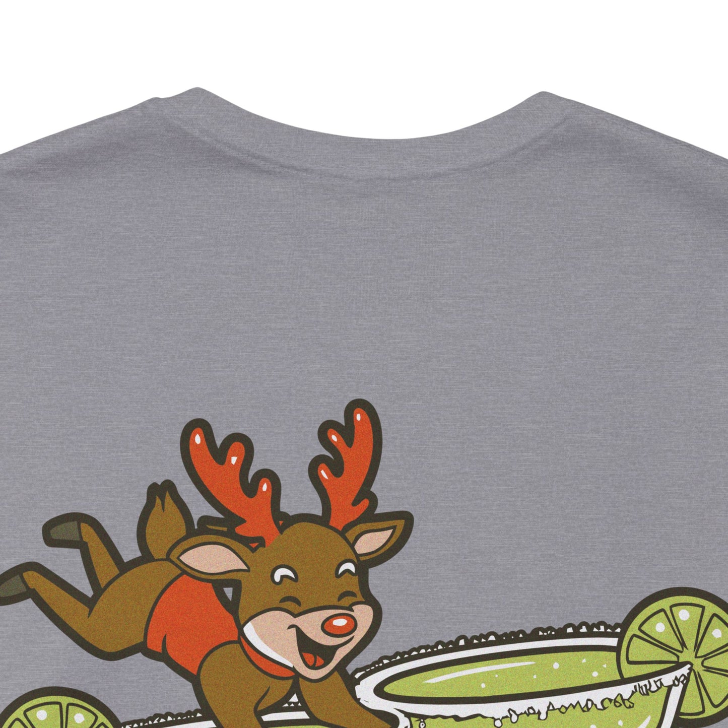Scrappy Malone's Bar Christmas Tee — "Let's Get Lit" Santa & Rudolf Hanging from Martini Glass