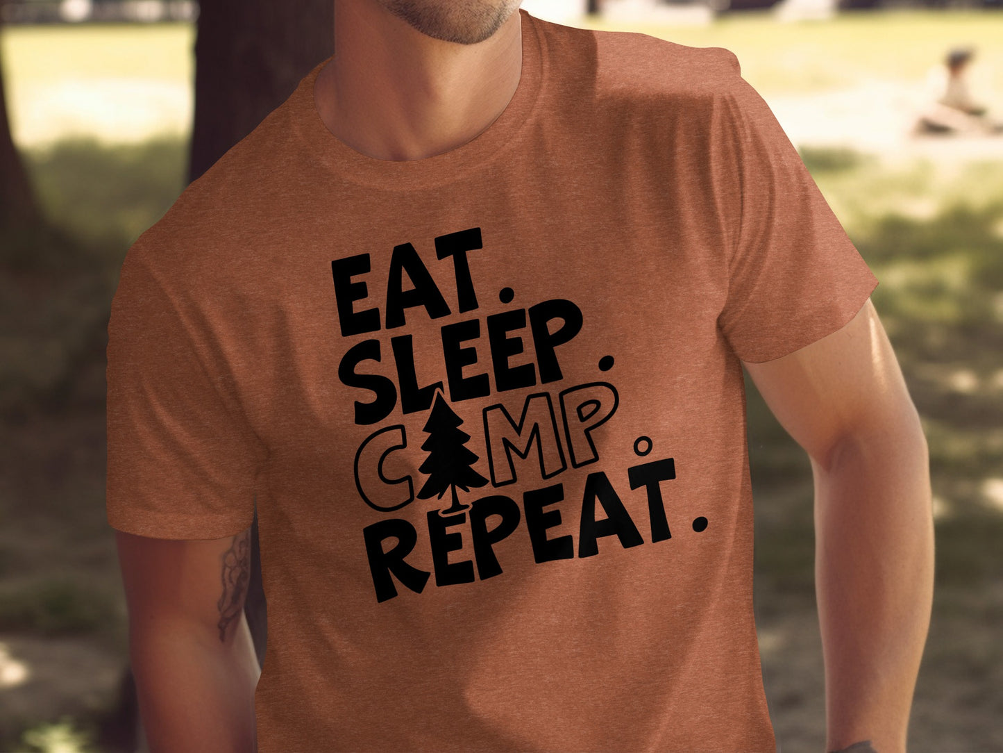 Eat Sleep Camp Repeat With Pine Tree Graphic T-Shirt T-Shirt - Outdoor & Adventure Collection - Mile Marker 16 Gear by Cloud 16 Clothing Co.