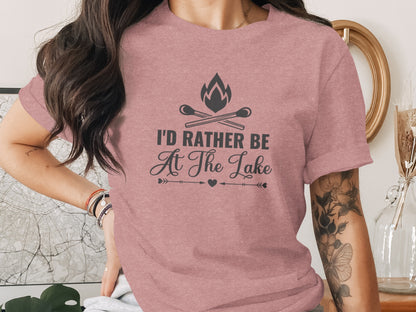 I'd Rather Be At The Lake With Matchsticks Design T-Shirt T-Shirt - Outdoor & Adventure Collection - Mile Marker 16 Gear by Cloud 16 Clothing Co.