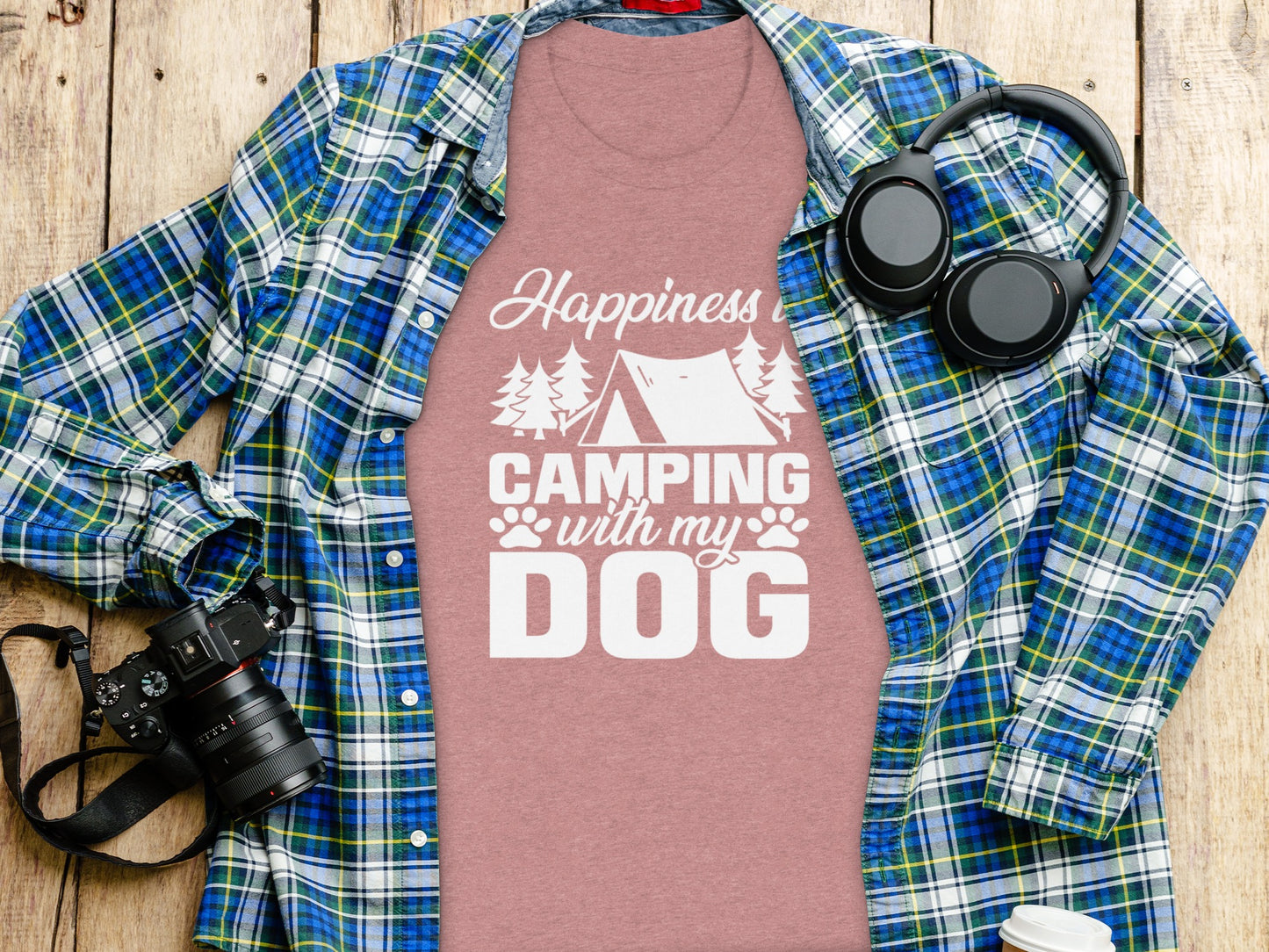 Happiness is Camping with My Dog Awesome Graphic T-Shirt T-Shirt - Outdoor & Adventure Collection - Mile Marker 16 Gear by Cloud 16 Clothing Co.