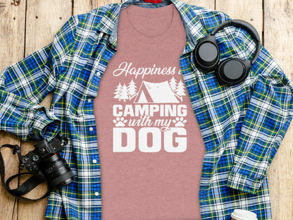 Happiness is Camping with My Dog Awesome Graphic T-Shirt T-Shirt - Outdoor & Adventure Collection - Mile Marker 16 Gear by Cloud 16 Clothing Co.