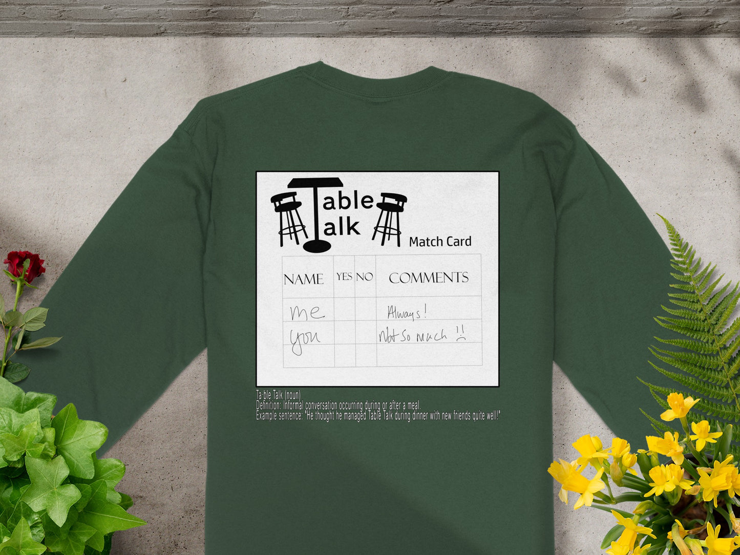 Table Talk Match Card Design Long Sleeve Shirt