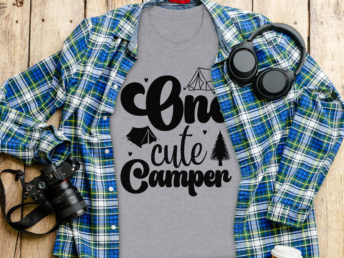 One Cute Camper Tent and Pine Tree Camping Design T-Shirt T-Shirt - Outdoor & Adventure Collection - Mile Marker 16 Gear by Cloud 16 Clothing Co.