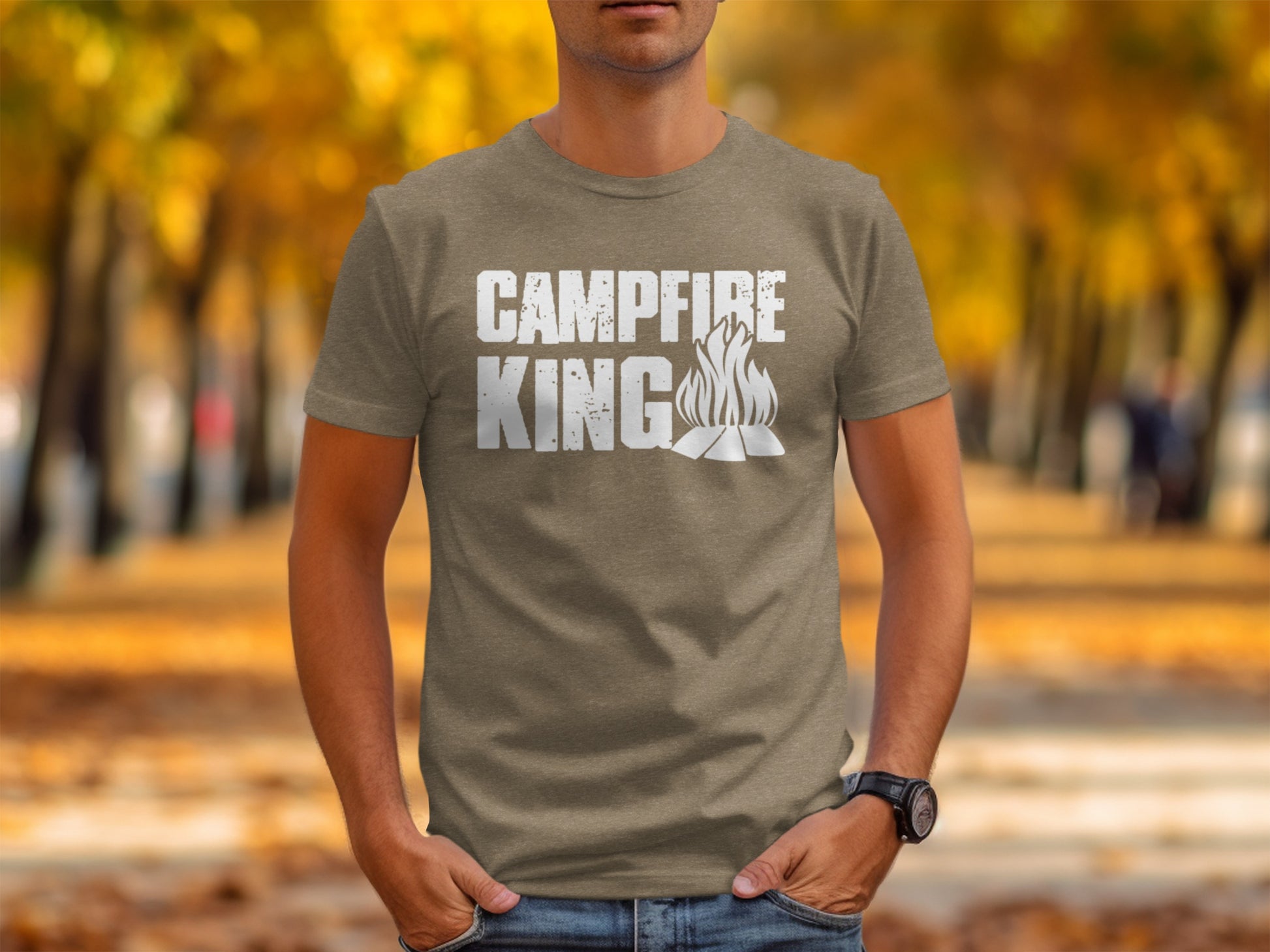 Campfire King Flames Graphic Outdoors Adventure T-Shirt T-Shirt - Outdoor & Adventure Collection - Mile Marker 16 Gear by Cloud 16 Clothing Co.
