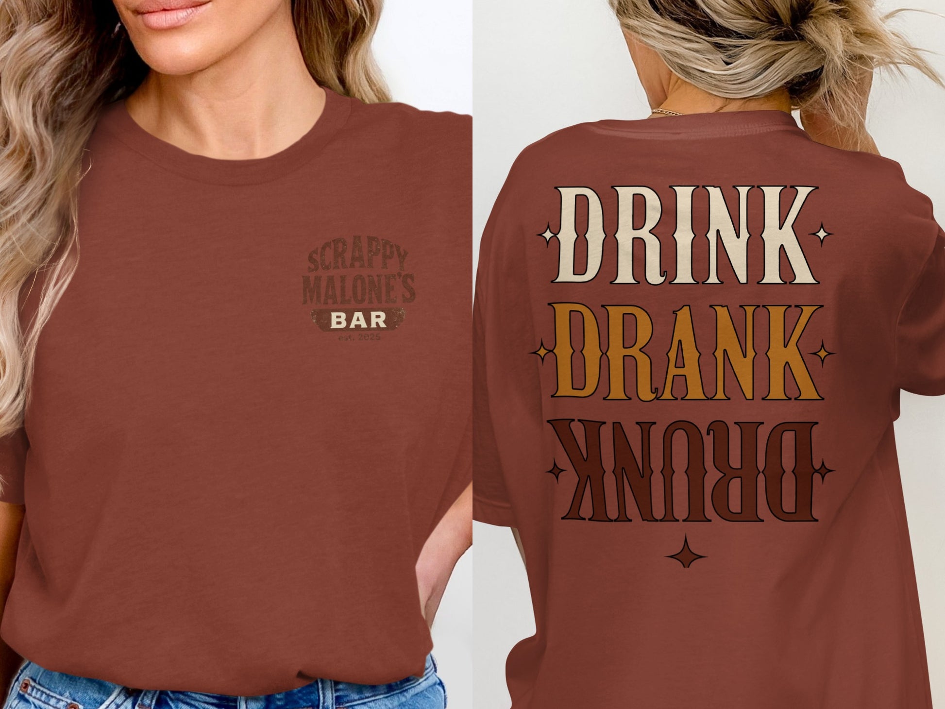 Drink Drank Drunk Retro Style Funny Drinking Design T-Shirt T-shirt - Scrappy Malone's Bar 100-Proof Humor - Cloud 16 Clothing Co.