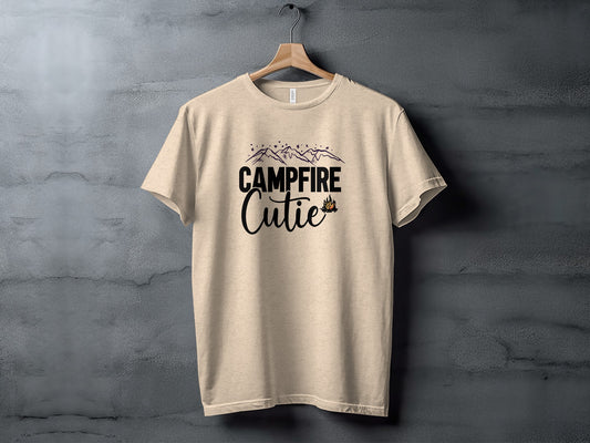 Campfire Cutie with Mountain Print Graphic Novelty T-Shirt T-Shirt - Outdoor & Adventure Collection - Mile Marker 16 Gear by Cloud 16 Clothing Co.
