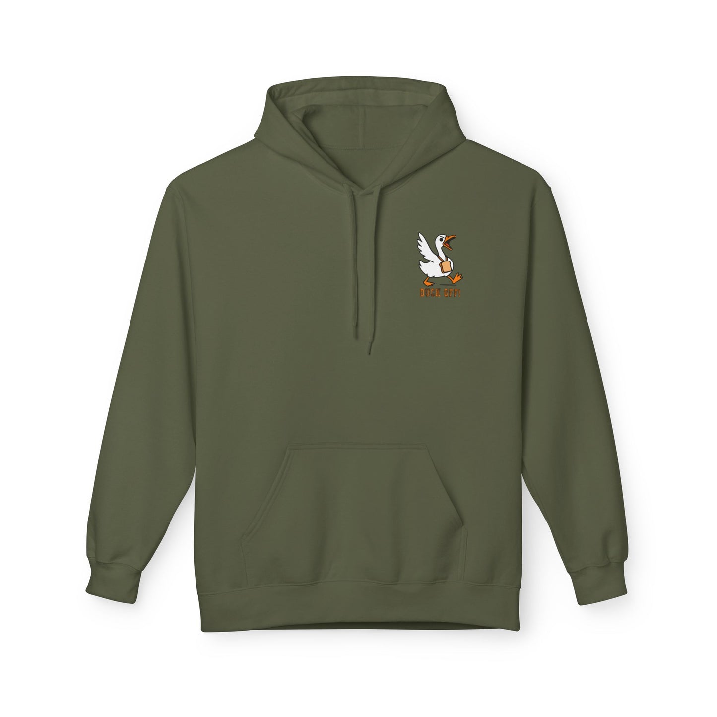 Duck Off Funny Hoodie - Unisex Fleece Pullover for Animal Lovers