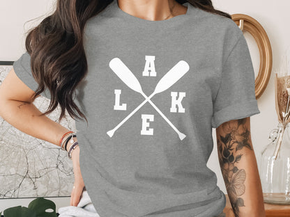 A Lake With Paddle Outdoors Adventure Summer Vacation T-Shirt T-Shirt - Outdoor & Adventure Collection - Mile Marker 16 Gear by Cloud 16 Clothing Co.