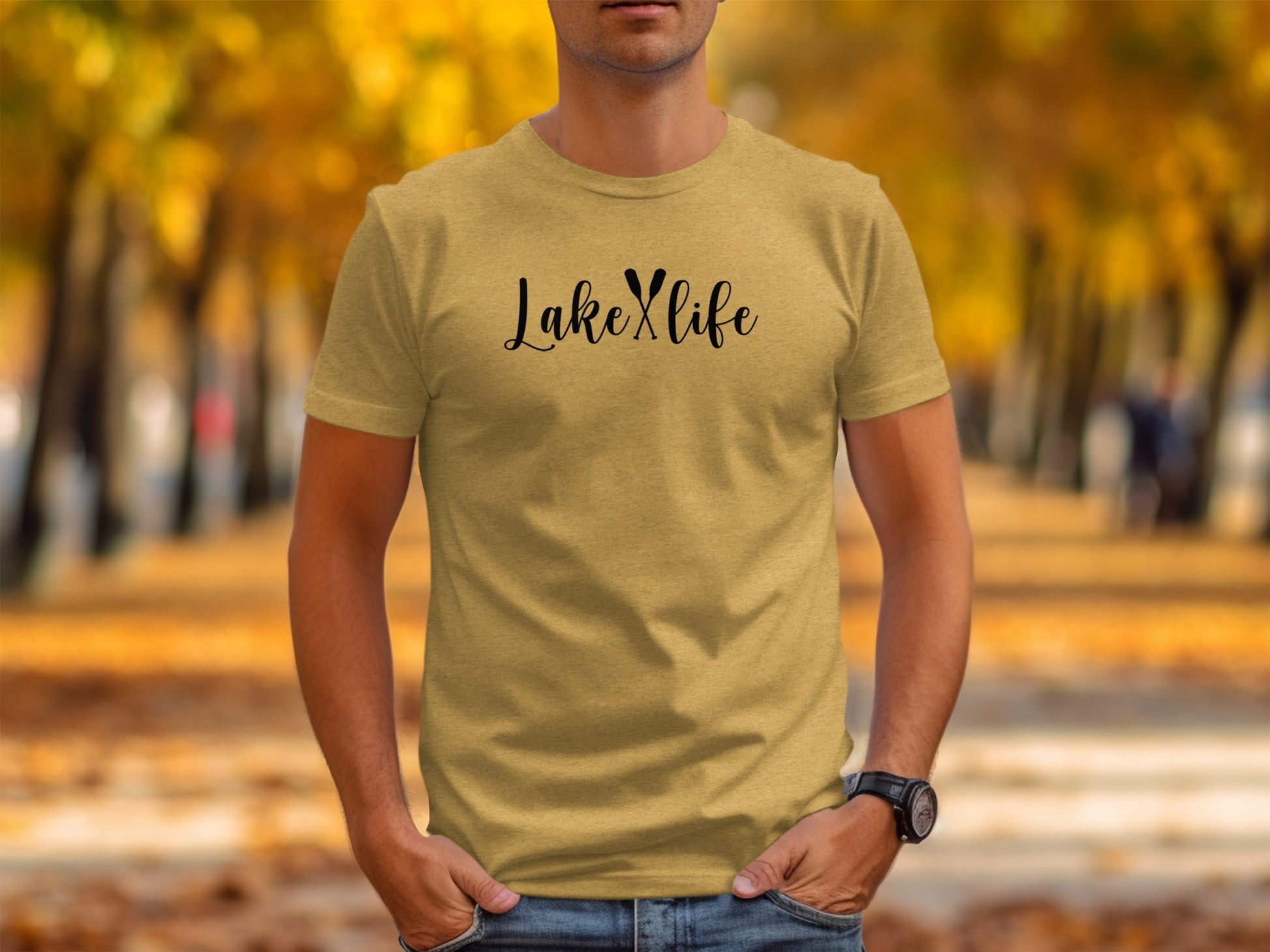 Lake With Crossed Paddles Graphic Design Lake Life T-Shirt T-Shirt - Outdoor & Adventure Collection - Mile Marker 16 Gear by Cloud 16 Clothing Co.