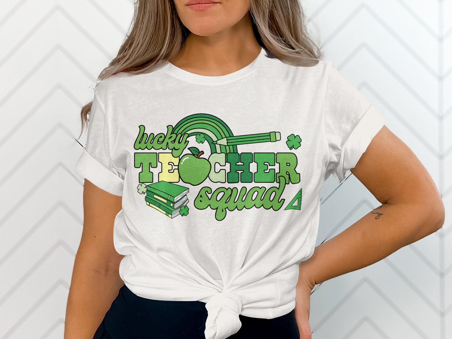 Lucky Teacher Squad Graphic Tee for Educators