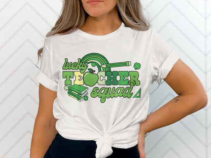 Lucky Teacher Squad Graphic Tee for Educators