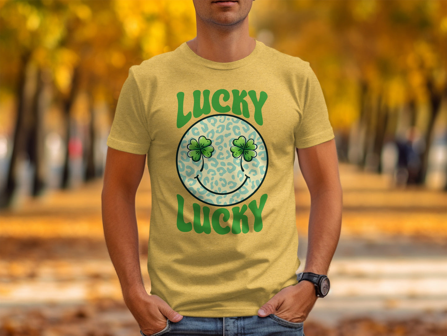 Lucky Lucky Smiley Face Clover T-Shirt