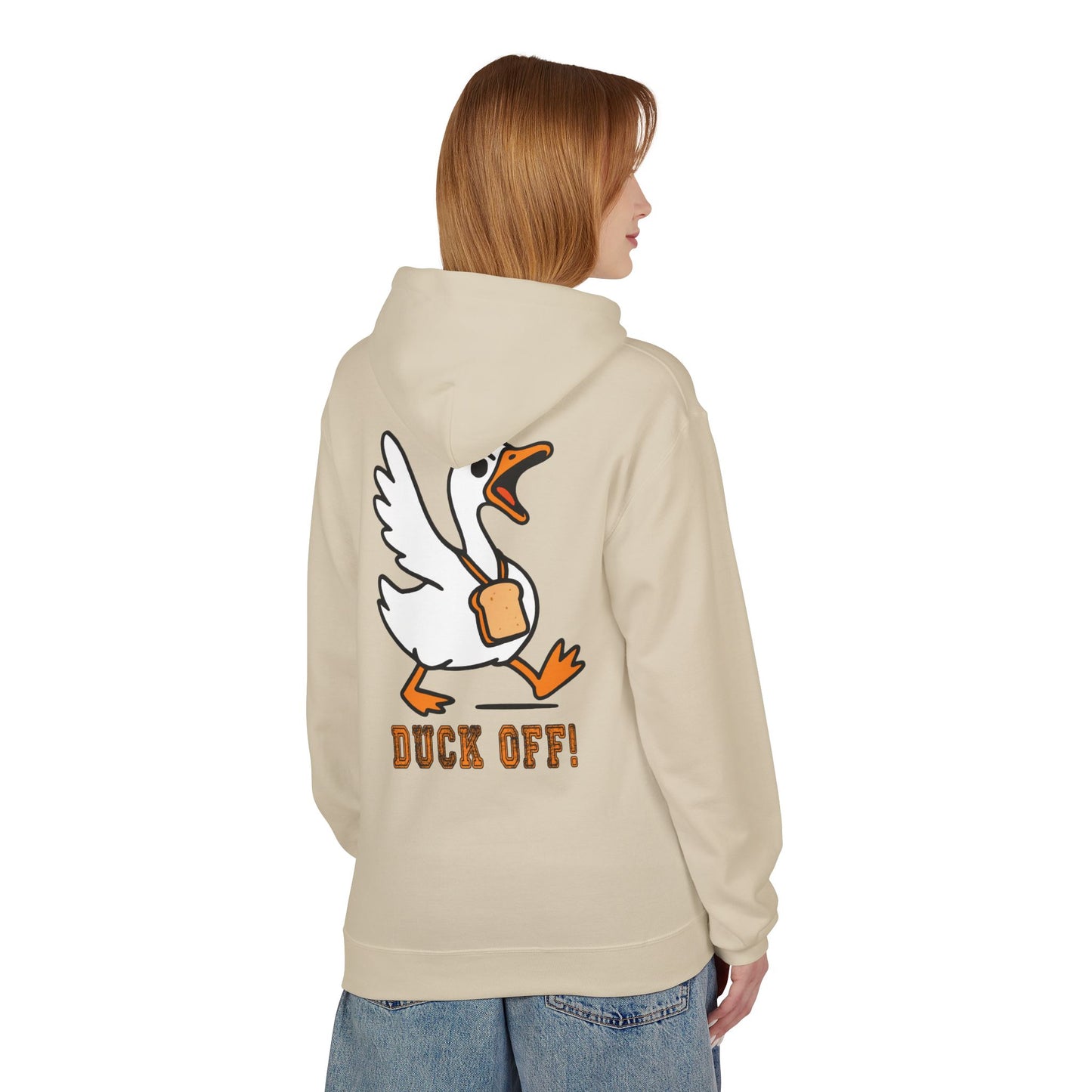 Duck Off Funny Hoodie - Unisex Fleece Pullover for Animal Lovers