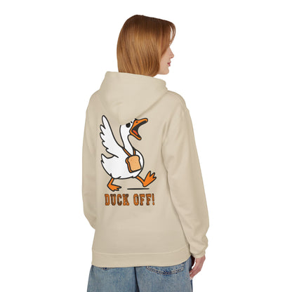 Duck Off Funny Hoodie - Unisex Fleece Pullover for Animal Lovers