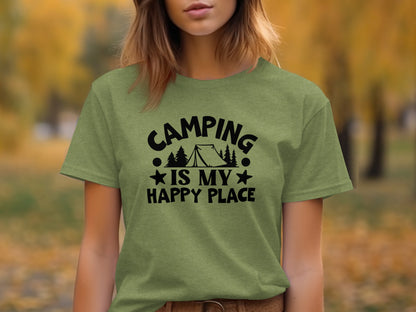 Camping Is My Happy Place Graphic Print Outdoor T-Shirt T-Shirt - Outdoor & Adventure Collection - Mile Marker 16 Gear by Cloud 16 Clothing Co.