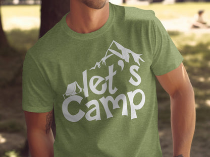 Lets Camp Tent With Mountain T-Shirt T-Shirt - Outdoor & Adventure Collection - Mile Marker 16 Gear by Cloud 16 Clothing Co.