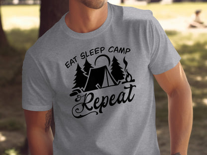 Eat Sleep Camp Repeat Adventure Graphic Camping T-Shirt T-Shirt - Outdoor & Adventure Collection - Mile Marker 16 Gear by Cloud 16 Clothing Co.