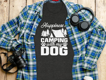 Happiness is Camping with My Dog Awesome Graphic T-Shirt T-Shirt - Outdoor & Adventure Collection - Mile Marker 16 Gear by Cloud 16 Clothing Co.
