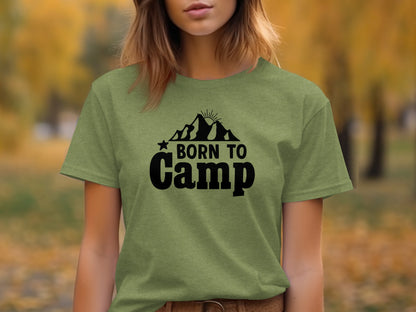 Born To Camp Mountain Design Adventure Awaits T-Shirt T-Shirt - Outdoor & Adventure Collection - Mile Marker 16 Gear by Cloud 16 Clothing Co.