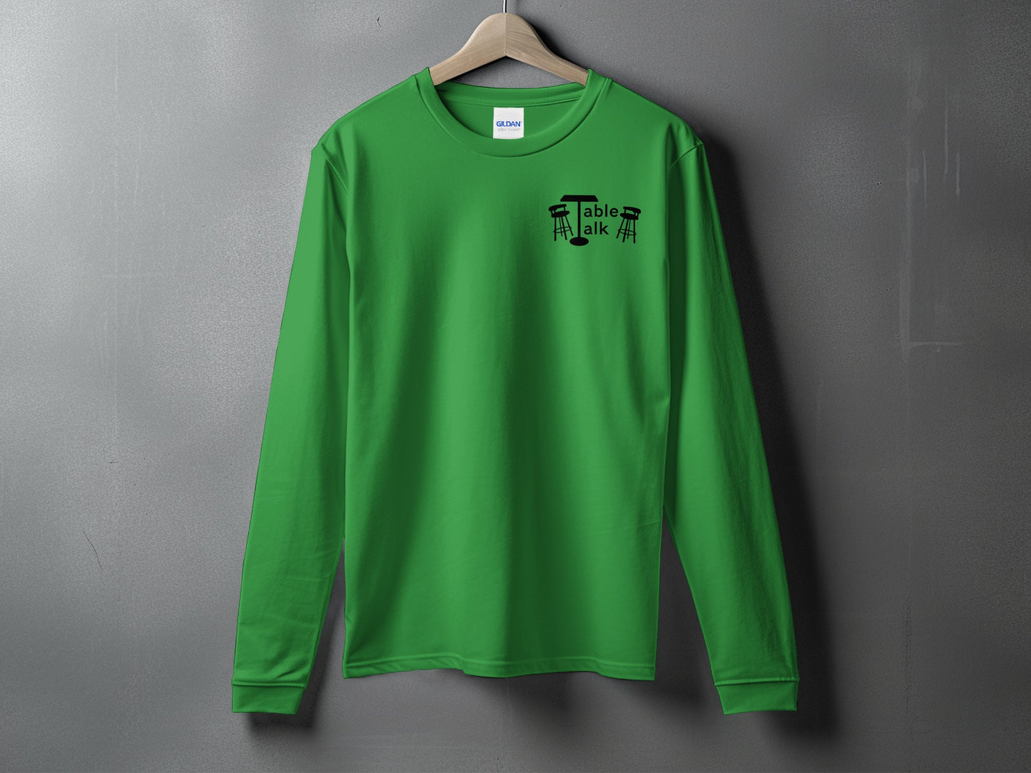 Stylish Green Long Sleeve Shirt with Table Talk Design