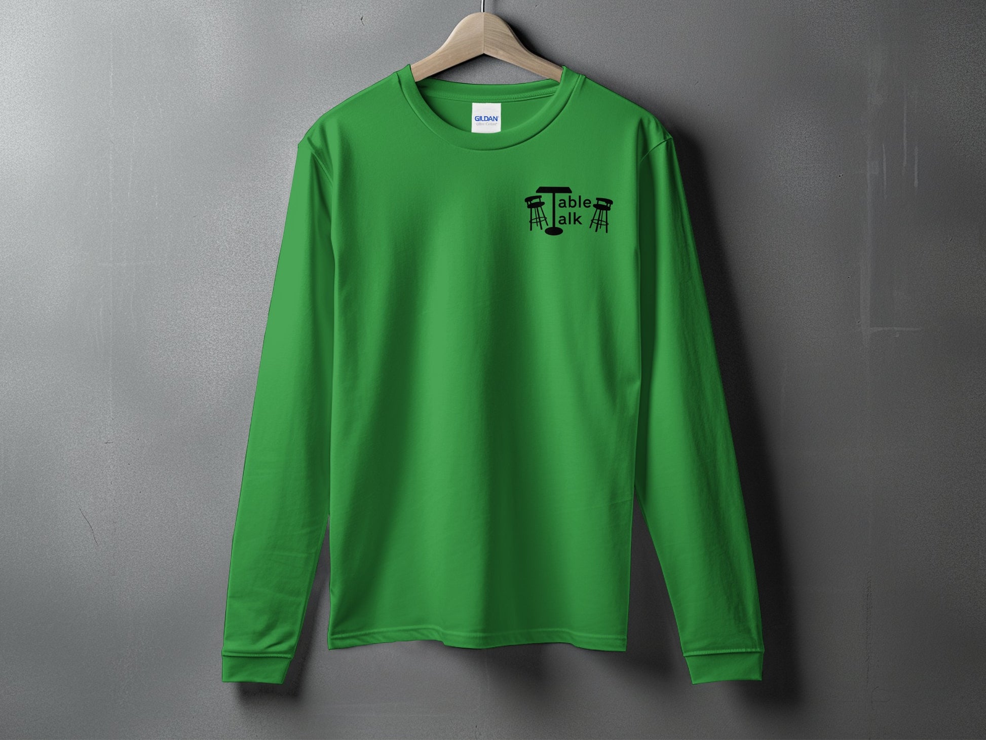Stylish Green Long Sleeve Shirt with Table Talk Design