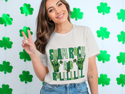 Shamrock And Roll Graphic Tee Saint Patrick's Day Shirt