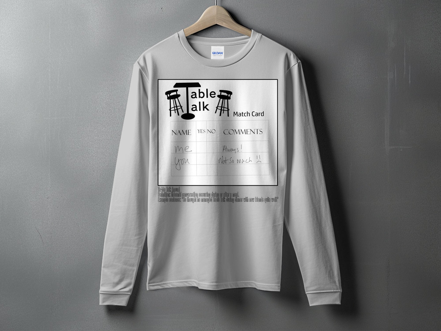 Fun Table Talk Match Card Long Sleeve Shirt