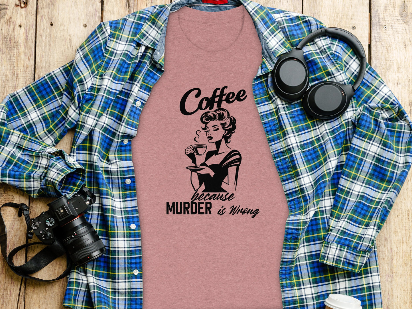 Coffee Because Murder Is Wrong Shirt with Fun Graphic