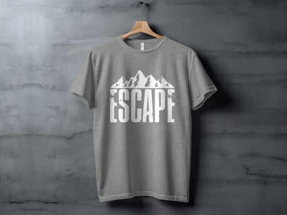 Escape Into The Mountains Outdoor Adventure Design T-Shirt T-Shirt - Outdoor & Adventure Collection - Mile Marker 16 Gear by Cloud 16 Clothing Co.